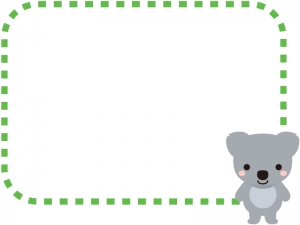 かわいいコアラの緑点線フレーム飾り枠イラスト