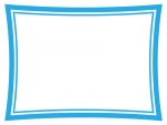 青色のシンプルな二重線のフレーム飾り枠イラスト