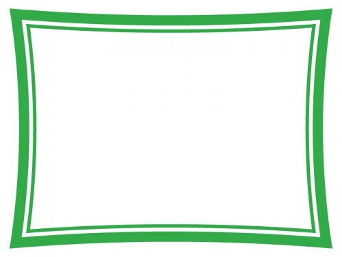緑色のシンプルな二重線のフレーム飾り枠イラスト