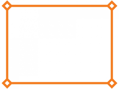 オレンジ色のシンプルな線のフレーム飾り枠イラスト