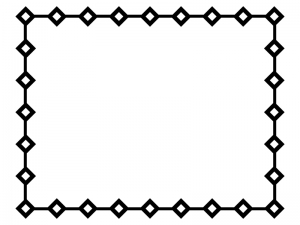白黒のひし形（ダイヤ）で囲ったシンプルフレーム飾り枠イラスト