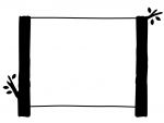 白黒の木の看板風フレーム飾り枠イラスト