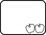 ２つのりんごの白黒フレーム飾り枠イラスト