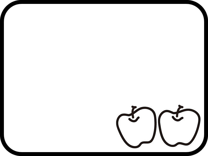 ２つのりんごの白黒フレーム飾り枠イラスト 無料イラスト かわいいフリー素材集 フレームぽけっと