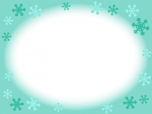 雪の結晶の水色フレーム飾り枠イラスト