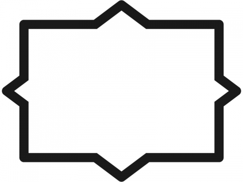 白黒のシンプルな多角形フレーム飾り枠イラスト