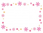 ピンクとオレンジ色の雪の結晶のフレーム飾り枠イラスト