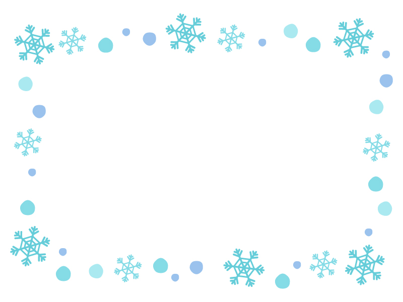 水色の雪の結晶のフレーム飾り枠イラスト 無料イラスト かわいいフリー素材集 フレームぽけっと