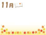 11月・読書の秋と紅葉のフレーム飾り枠イラスト