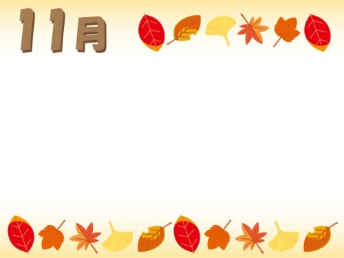11月・秋の紅葉のフレーム飾り枠イラスト