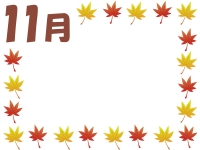 11月の紅葉もみじの囲み飾り枠フレームイラスト