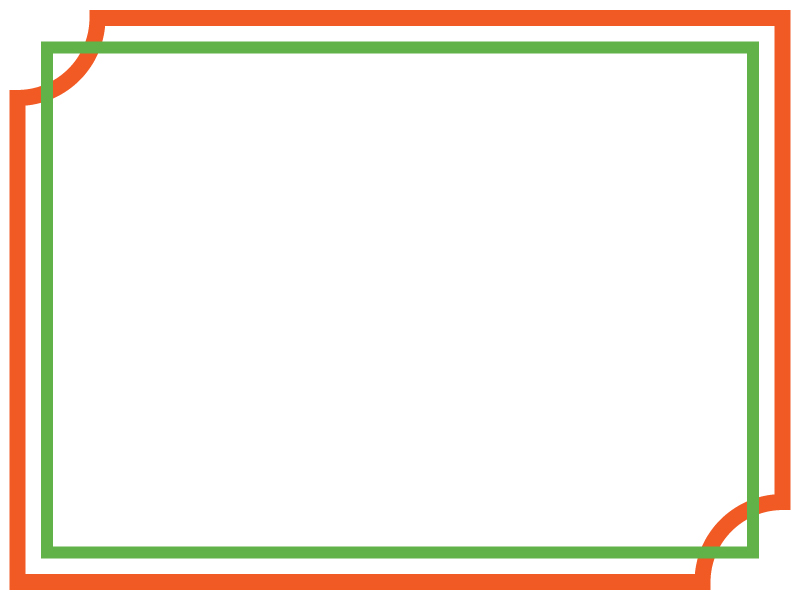 オレンジ色 緑色のシンプルな二重線のフレーム飾り枠イラスト 無料イラスト かわいいフリー素材集 フレームぽけっと