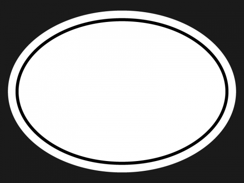 白黒のシンプルな楕円の線フレーム飾り枠イラスト