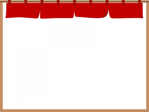 赤い暖簾（のれん）のフレーム飾り枠イラスト