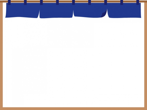 紺色の暖簾（のれん）のフレーム飾り枠イラスト