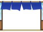 紺色の暖簾（のれん）と店舗のフレーム飾り枠イラスト