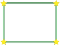 二重線の四隅の星フレーム飾り枠イラスト