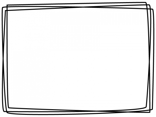 白黒の手書き風多重線のフレーム飾り枠イラスト