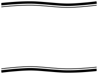白黒のシンプルな上下の二重波線フレーム飾り枠イラスト