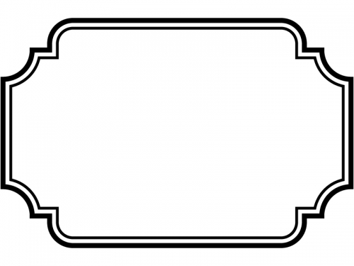白黒の二重線の多角形フレーム飾り枠イラスト02