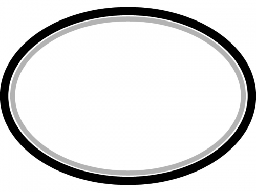白黒のシンプルな楕円の線フレーム飾り枠イラスト02