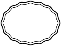 白黒の手書き風の波線の楕円フレーム飾り枠イラスト
