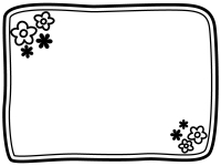 白黒の小花の二重線フレーム飾り枠イラスト