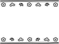 松竹梅と二重線の上下白黒お正月フレーム飾り枠イラスト
