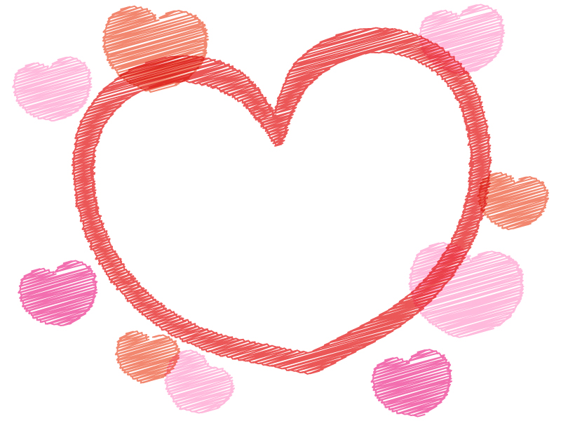 落書き風ピンクハートのバレンタインフレーム飾り枠イラスト 無料イラスト かわいいフリー素材集 フレームぽけっと