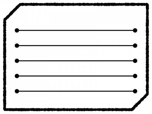白黒の多角形の手書き風メモ帳フレーム飾り枠イラスト