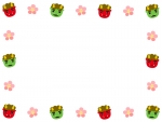 赤鬼緑鬼と梅の花の囲み節分フレーム飾り枠イラスト