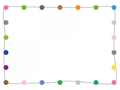 カラフルな丸の手書き線フレーム飾り枠イラスト