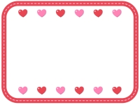 ハート（赤・ピンク）の上下バレンタインフレーム飾り枠イラスト