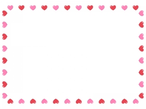 赤とピンクのハートのバレンタイン囲みフレーム飾り枠イラスト