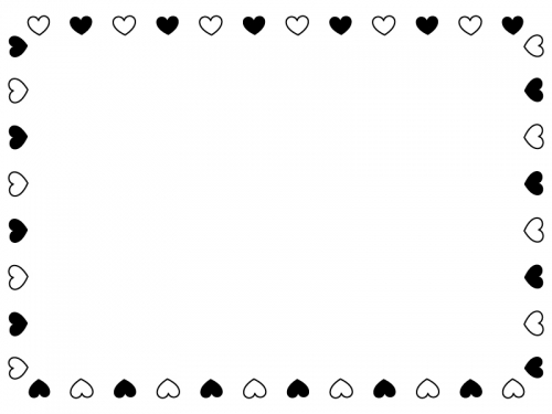 白黒ハートのバレンタイン囲みフレーム飾り枠イラスト