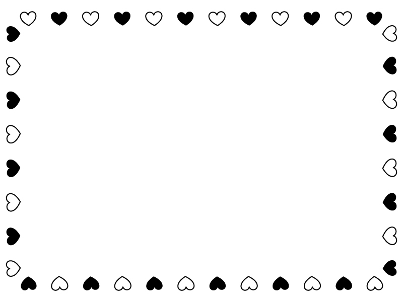 白黒ハートのバレンタイン囲みフレーム飾り枠イラスト 無料イラスト かわいいフリー素材集 フレームぽけっと