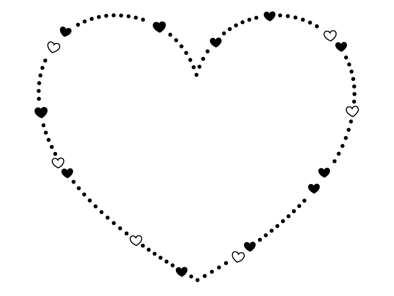 ハートの白黒点線バレンタインフレーム飾り枠イラスト 無料イラスト かわいいフリー素材集 フレームぽけっと