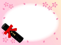 卒業証書筒と桜のグラデーションフレーム飾り枠イラスト