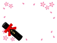 卒業証書筒と桜のフレーム飾り枠イラスト
