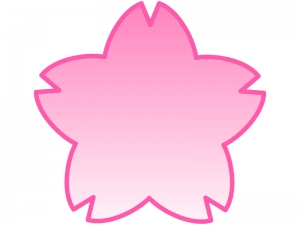桜の輪郭のピンク色グラデーションフレーム飾り枠イラスト