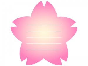 桜の輪郭のピンク色メモ帳フレーム飾り枠イラスト