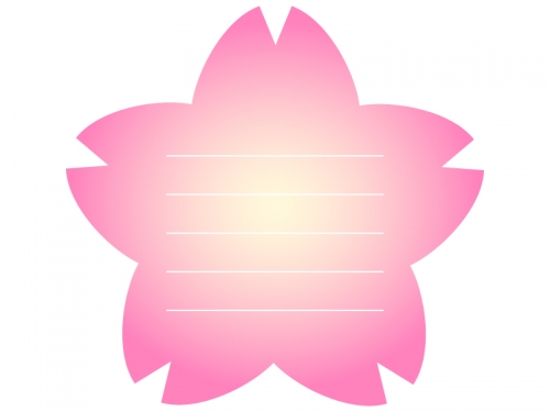 桜の輪郭のピンク色メモ帳フレーム飾り枠イラスト