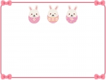イースターエッグウサギ達のピンク色フレーム飾り枠イラスト