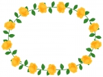 黄色いバラのリースのフレーム飾り枠イラスト