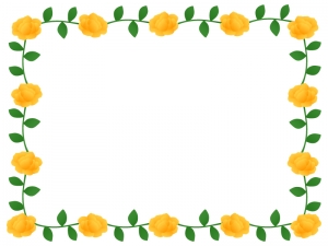 黄色いバラの囲みフレーム飾り枠イラスト
