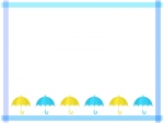 青と黄色の傘のマスキングテープ風フレーム飾り枠イラスト