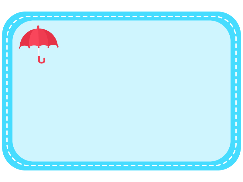 赤い傘の水色点線フレーム飾り枠イラスト 無料イラスト かわいいフリー素材集 フレームぽけっと
