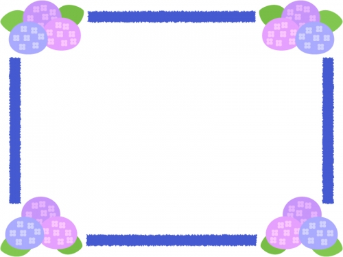 四隅の紫陽花のフレーム飾り枠イラスト