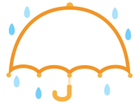広げた傘のオレンジ色フレーム飾り枠イラスト