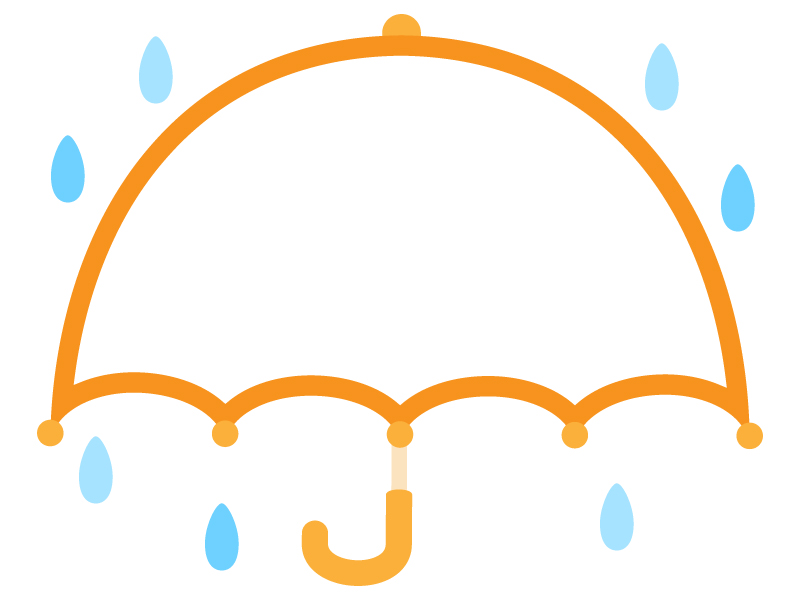 広げた傘のオレンジ色フレーム飾り枠イラスト 無料イラスト かわいいフリー素材集 フレームぽけっと